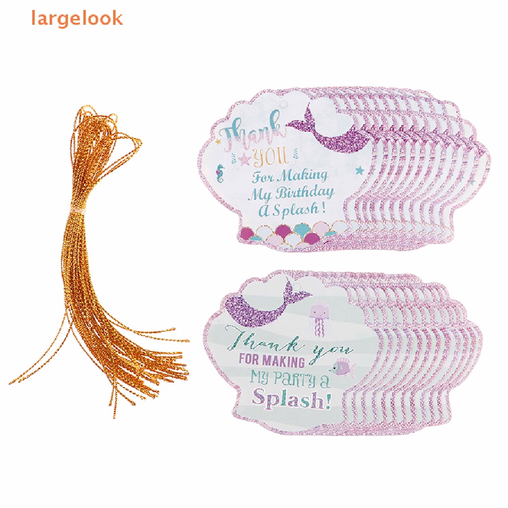 Set 24 Thẻ Tag Hình Vỏ Sò In Chữ Thank You Kèm Dây Trang Trí Hộp Quà