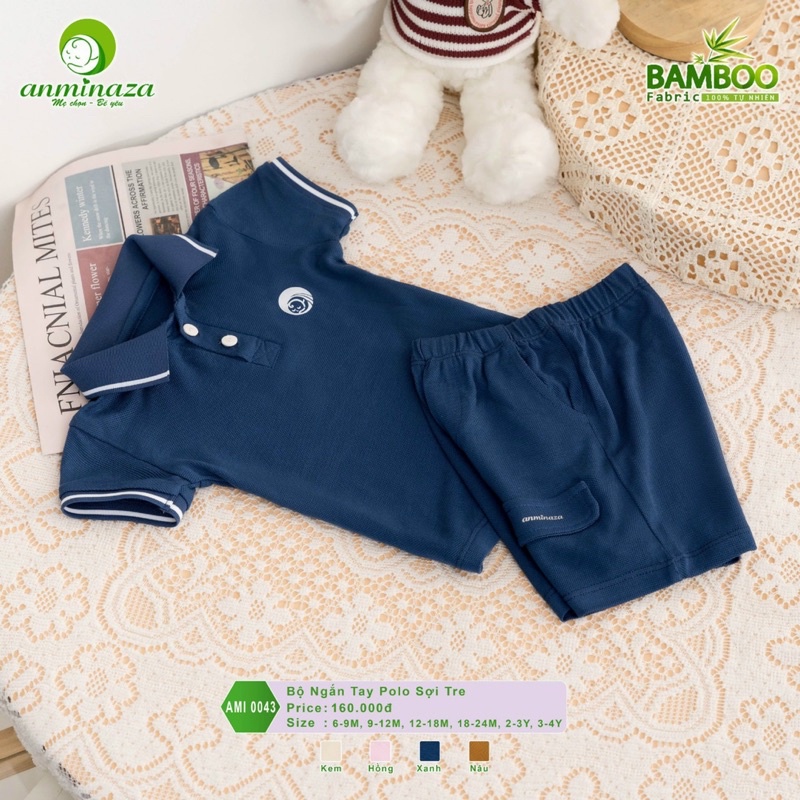 Bộ Cộc Polo Sợi Tre Siêu Mềm Mát Cho Bé 6m-4y