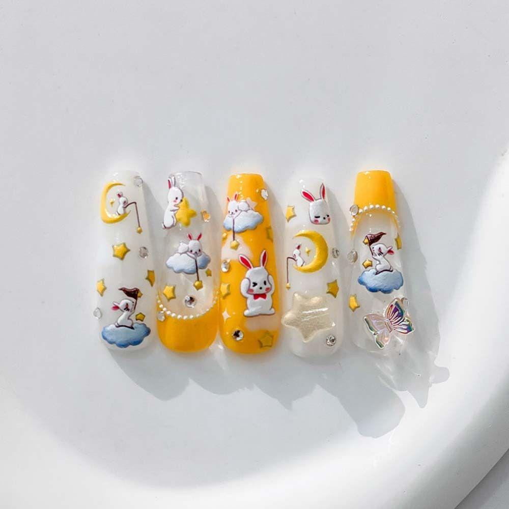 LOMBARD Miếng Dán Trang Trí Móng Tay Tự Dính Họa Tiết Hoạt Hình Dễ Thương