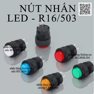 Nút nhấn giữ-nhả có đèn nhiều màu dùng cho máy lọc nước, đề xe phi 16mm r16