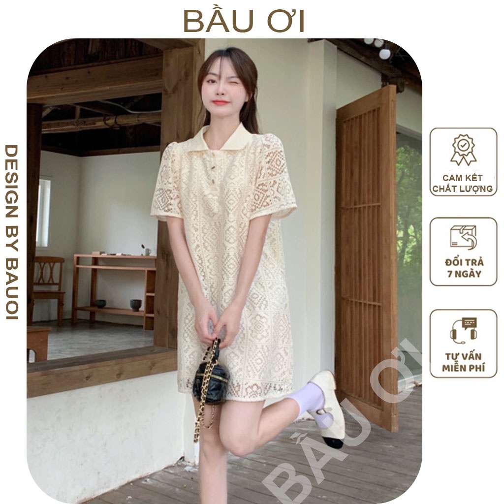 VÁY BẦU DỰ TIỆC REN DÁNG SUÔNG CỔ SƠ MI - ĐẦM BẦU BABYDOLL MÙA HÈ CỰC XINH BIGSIZE MẶC TRƯỚC VÀ SAU XINH