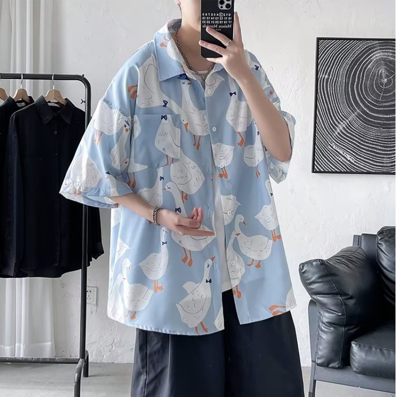 Áo Sơ Mi Lụa Lạnh Cao Cấp Tay Ngắn Phong Cách Hong Kong Thời Trang Mùa Hè Hàng Mới Dành Cho Nam Nữ