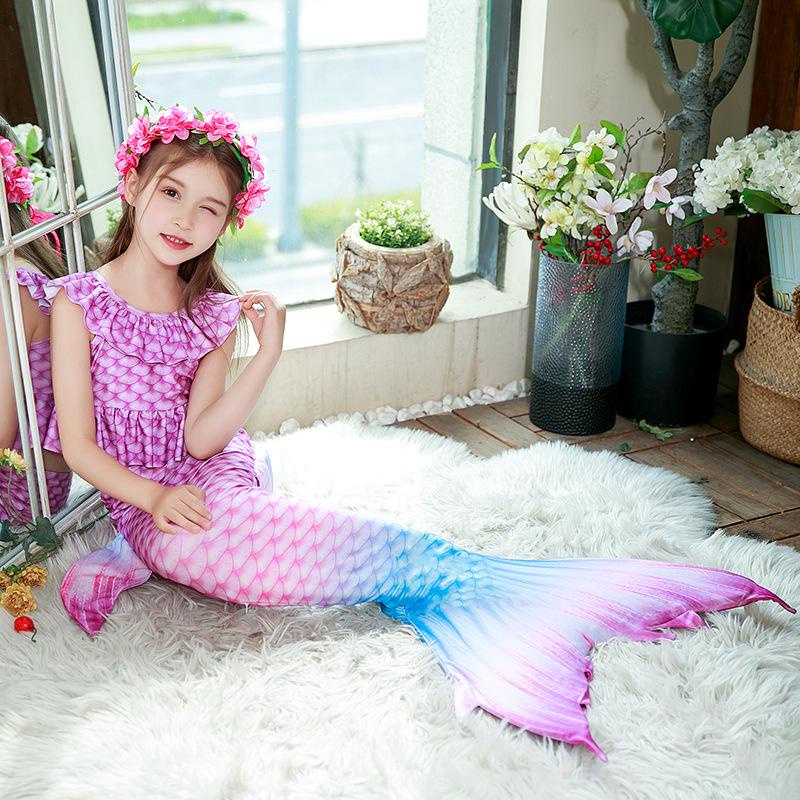 Bộ Bikini Nàng Tiên Cá Ariel 3 Món Với Vỏ Sò Đuôi Nàng Tiên Cá Xinh Xắn Cho Bé Gái Đi Biển 9 Màu