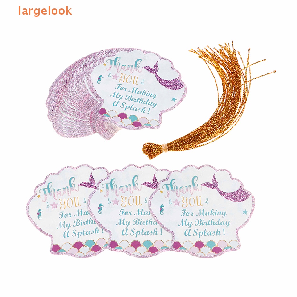 Set 24 Thẻ Tag Hình Vỏ Sò In Chữ Thank You Kèm Dây Trang Trí Hộp Quà