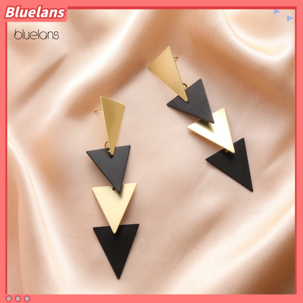 1 Cặp Bông Tai Dáng Dài Hình Tam Giác Chống Phai Màu Thời Trang