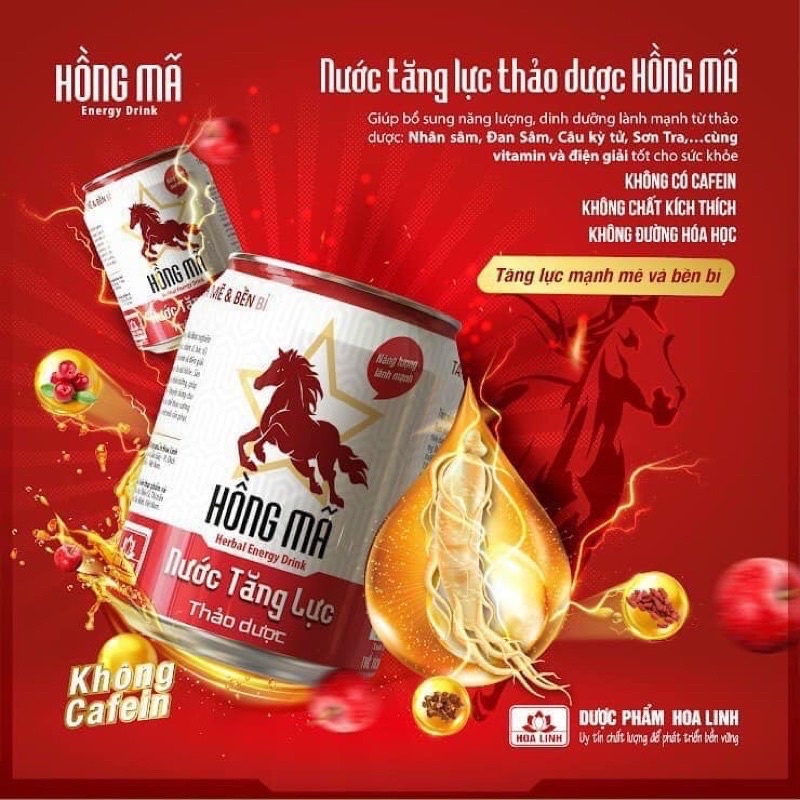 ✅ new✅ nước tăng lực thảo dược Hồng mã ( công ty dược phẩm hoa linh