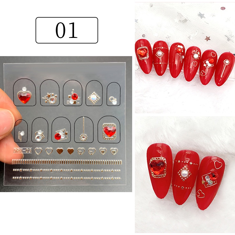 UR SUGAR Sticker 3D Hình Bươm Bướm Trái Tim Đính Đá Dùng Trang Trí Móng Tay