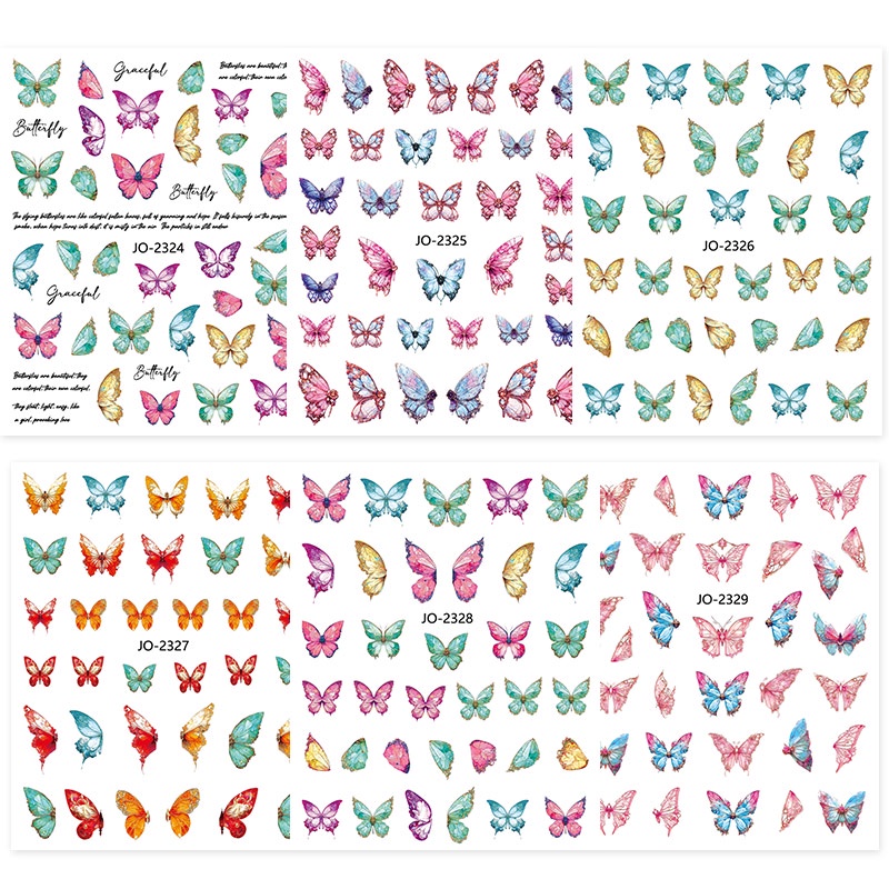 Miếng dán trang trí móng tay 3D UR SUGAR hình cánh bướm nhiều màu thời trang độc đáo