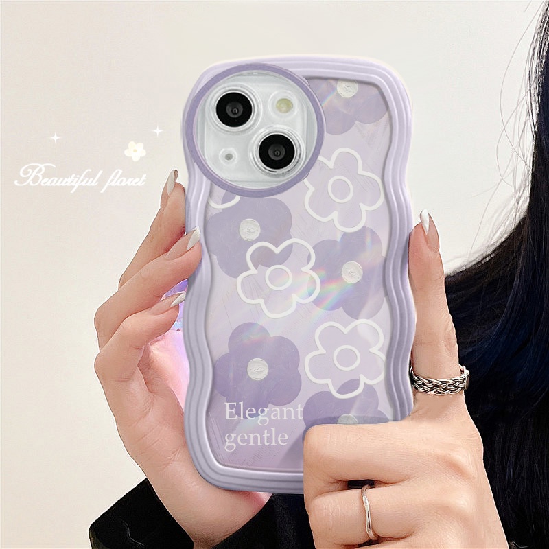 Casing Realme 10 9Pro+ 5G 9 4G C53 C55 C30S C33 C31 C35 Narzo 50A Prime C21 C21Y C25Y C20 C11 2020 2021 5 5i 5s 6i C2 C1 2 Pro U1 Cute Waves Edge Flower Fine Hole Airbag Shockproof Soft Phone Back Case Cover BW 29