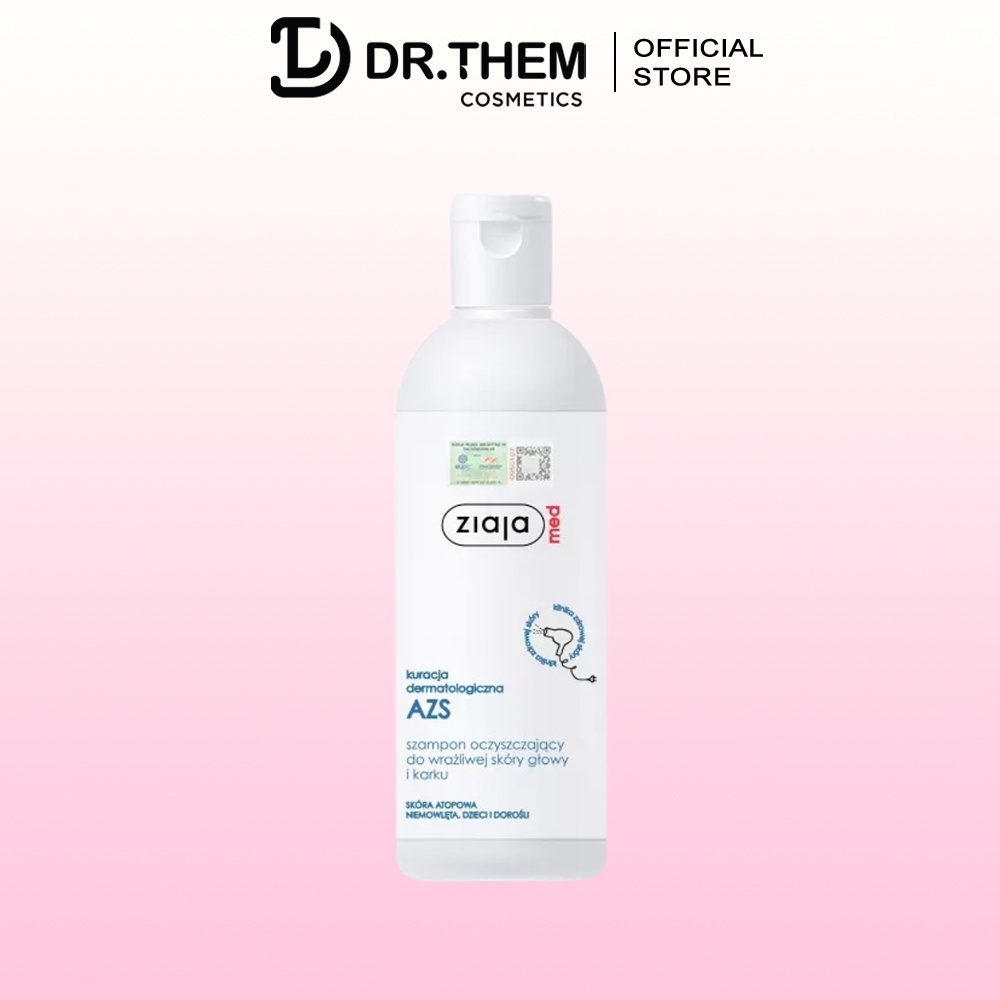 Dầu gội đầu Ziaja Med Atopic Dermatitis Cleansing Shampoo 300ml, Atopy Sạch tóc và Dịu Nhẹ Vùng Da Đầu Gáy