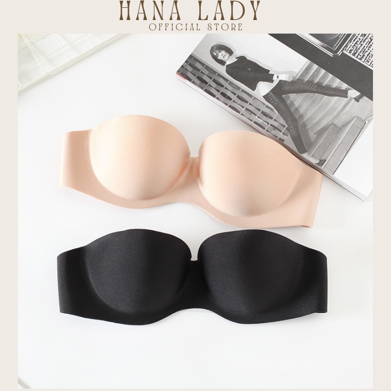 Áo ngực nữ hở lưng chất su cúp ngang chống tuột tặng kèm dây lưng trong suốt Hanaladystore A06