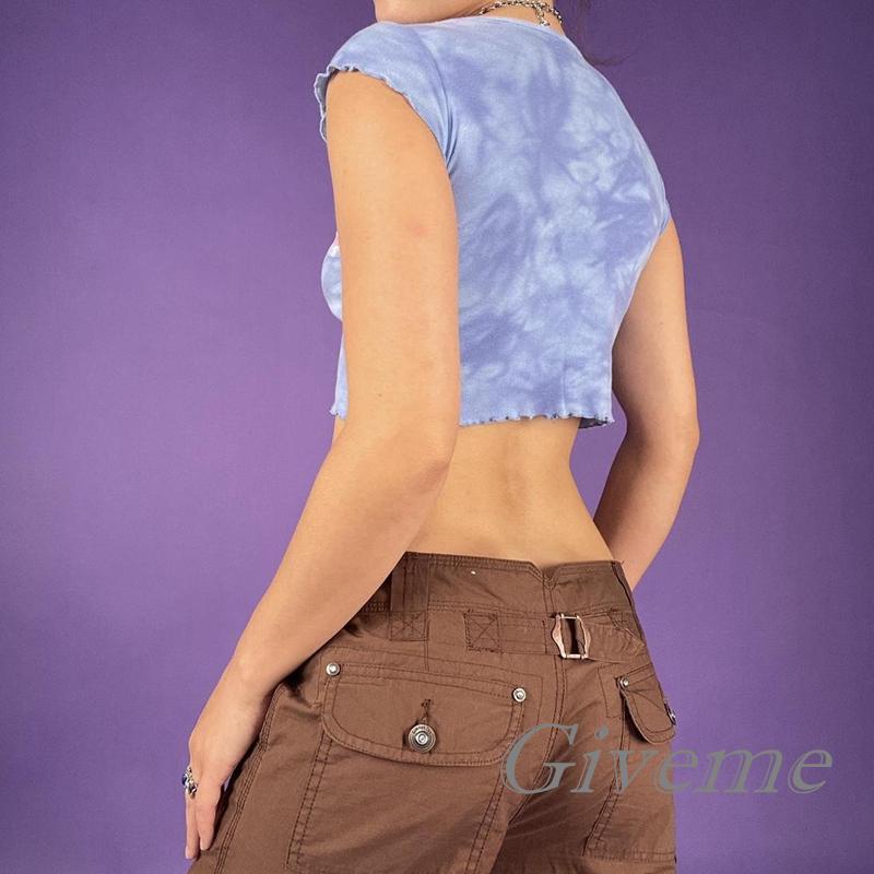 Áo Thun Crop Top Tay Ngắn In Họa Tiết Ngôi Sao / Bông Hoa Thời Trang Mùa Hè Cho Nữ