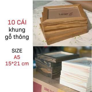 10 khung hình gỗ thông để bàn/treo tường A5 trắng, nâu, đen