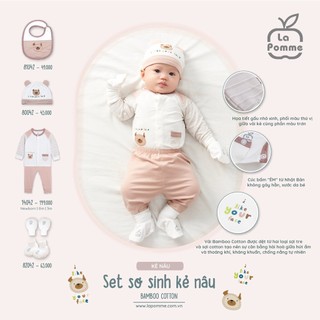 La pomme set sơ sinh kẻ gấu nâu ss2023