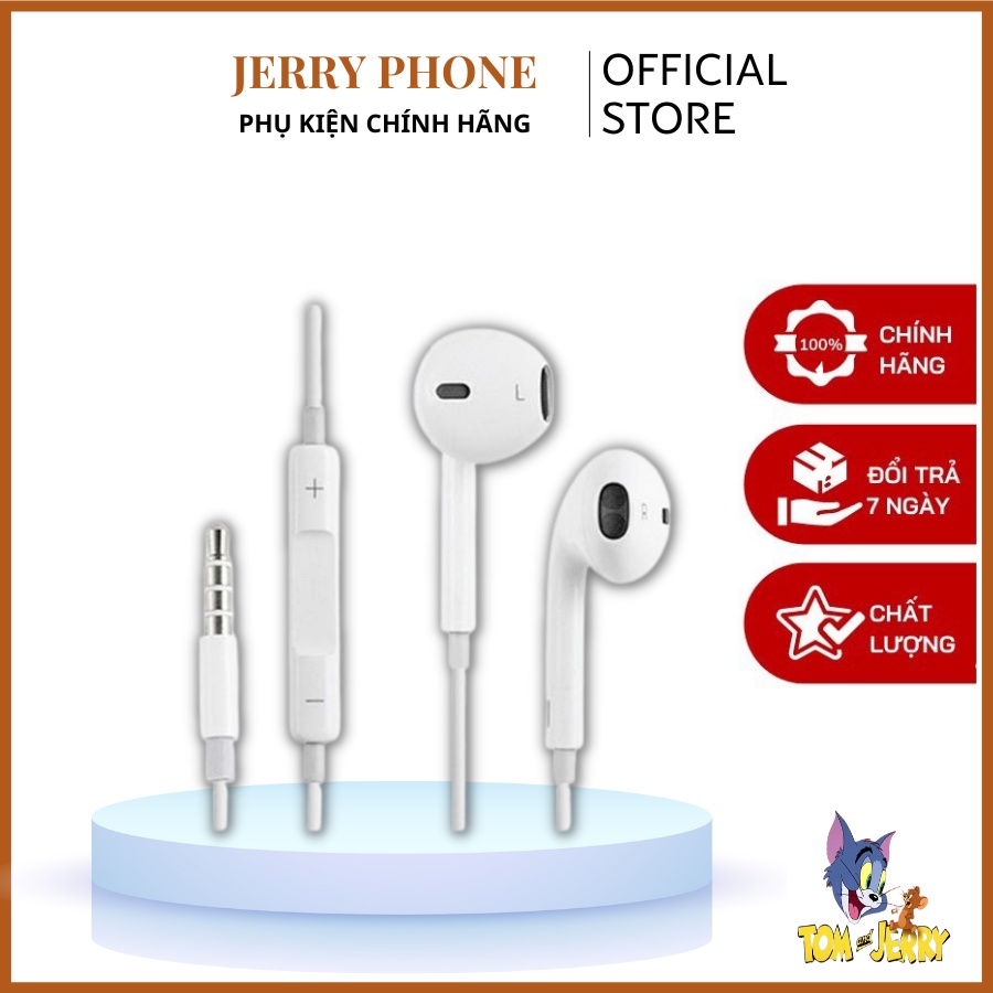 Tai nghe có dây chân cắm tròn, có mic đàm thoại dành cho cả điện thoại và máy tính – JERRY PHONE