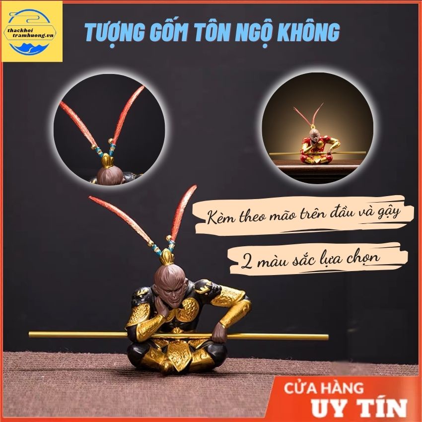 Tượng trang trí Tôn Ngộ Không, tượng gốm ngộ không đặt bàn làm việc, taplo ô tô