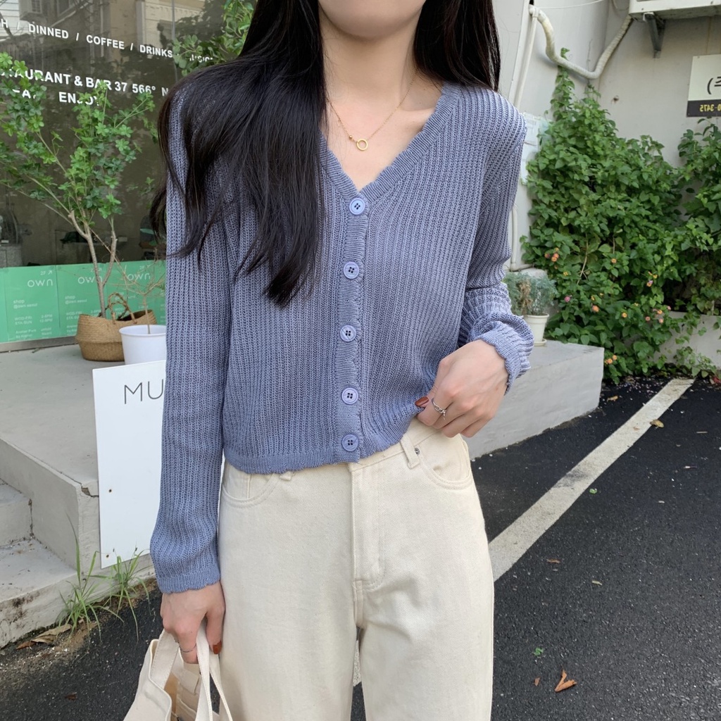 NUZIRO Áo cardigan Dệt Kim Tay Dài Cổ Chữ V Mỏng Dáng Rộng Thời Trang Mùa Hè Phong Cách Hàn Quốc Cho Nữ