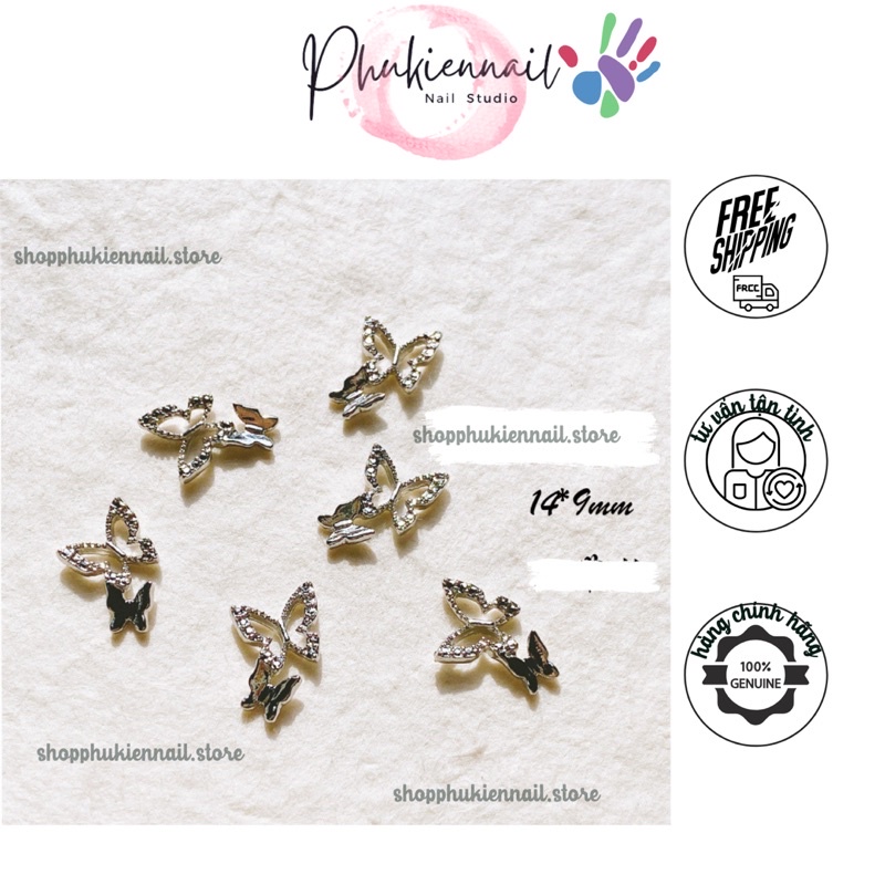 Charm nail bướm đôi nghệ thuật siêu đẹp 14x9cm