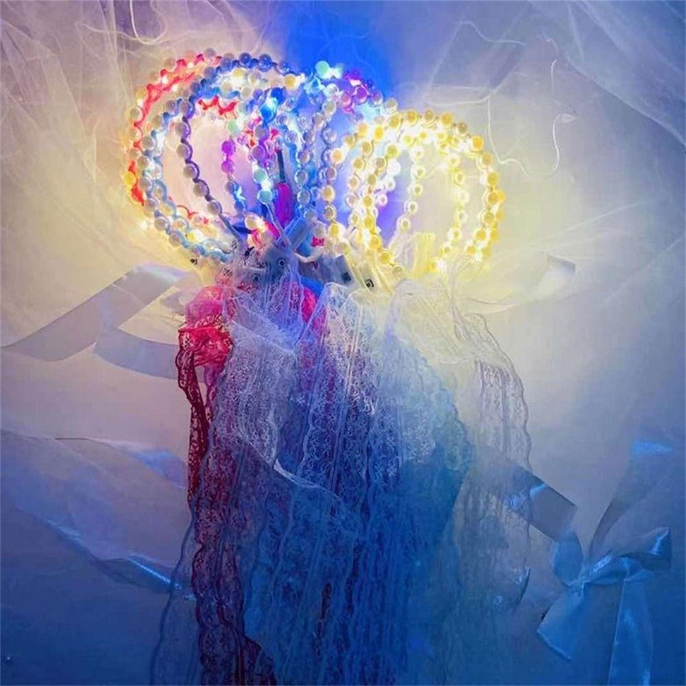 Băng Đô Cài Tóc Phối Ren Và Đèn LED Phát Sáng Đơn Giản Dành Cho Nữ