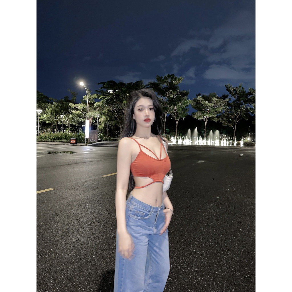 Croptop Thun Nhún V-neck 3313