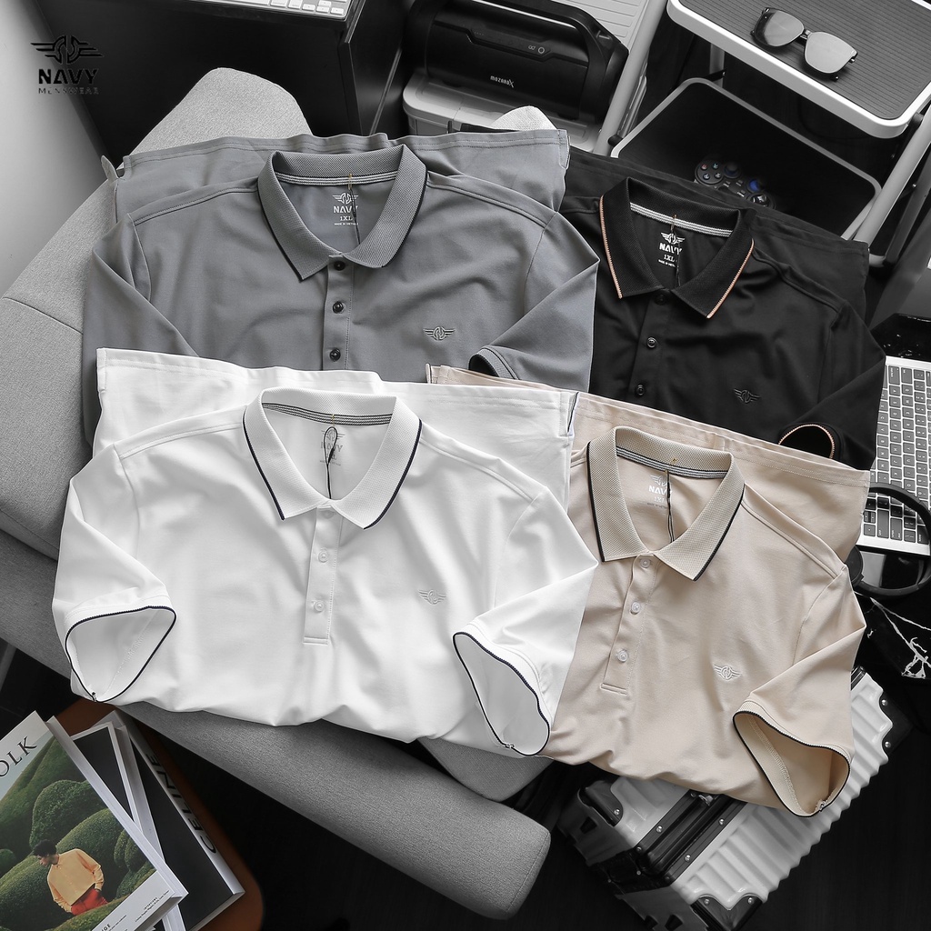 BIGSIZE NAM 80-140KG ÁO POLO VIỀN THÊU LOGO PL014 2BIG NAVY STAR