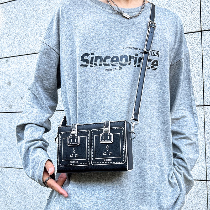 Túi da đeo chéo nam nữ hình hộp chữ nhật