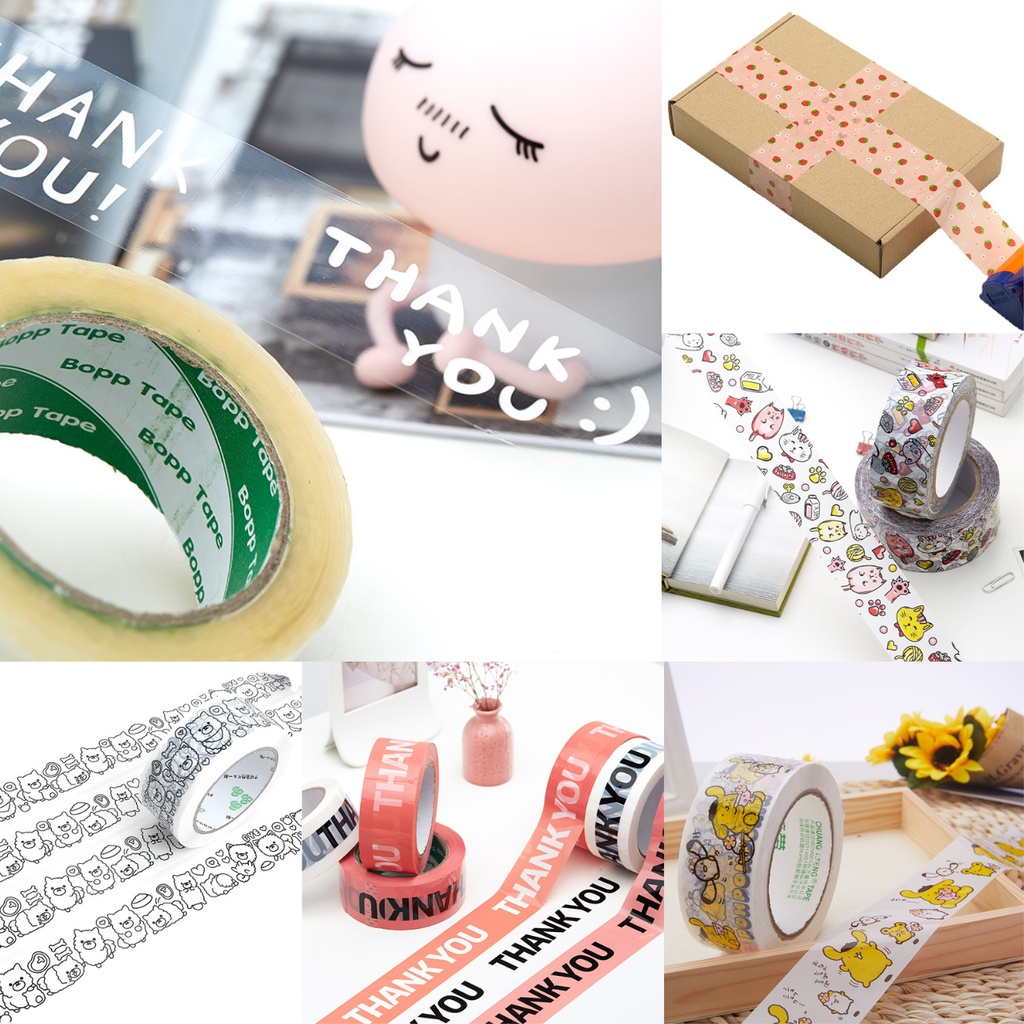 Băng keo hoạt hình, băng dính gói hàng họa tiết mèo cute, băng keo gói hàng