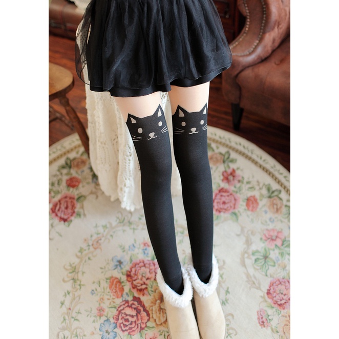 Quần Tất, Vớ Tất Dễ Thương Hình Mèo, Nơ, Trái Tim, Đầu Lâu, Nhện, Thánh Giá Kinh Dị Halloween Legaxi