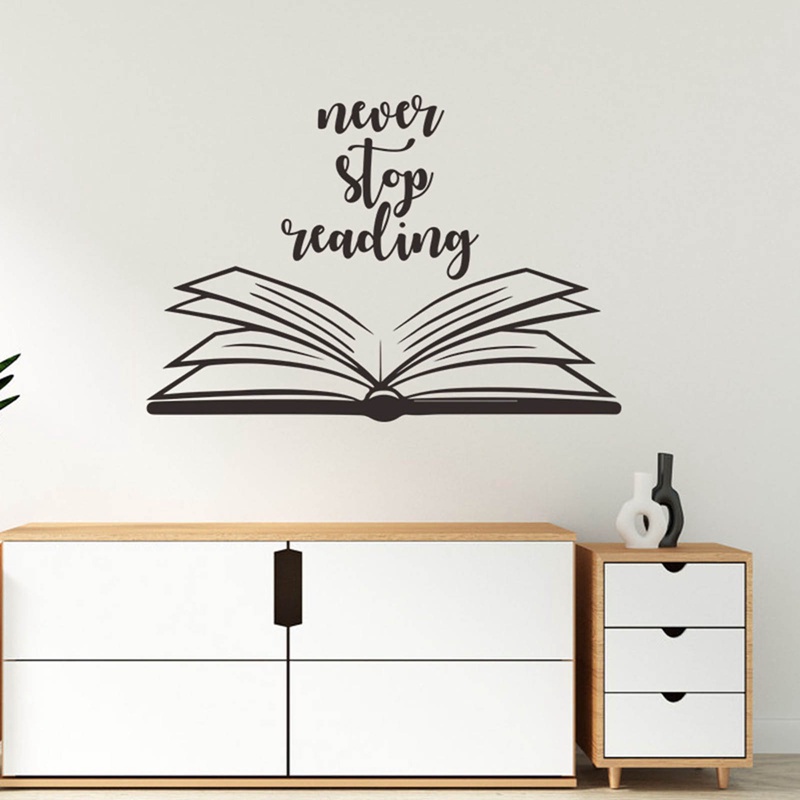 Miếng Dán Tường Trang Trí In Chữ Never Stop Reading Bằng Vinyl Tháo Rời Được