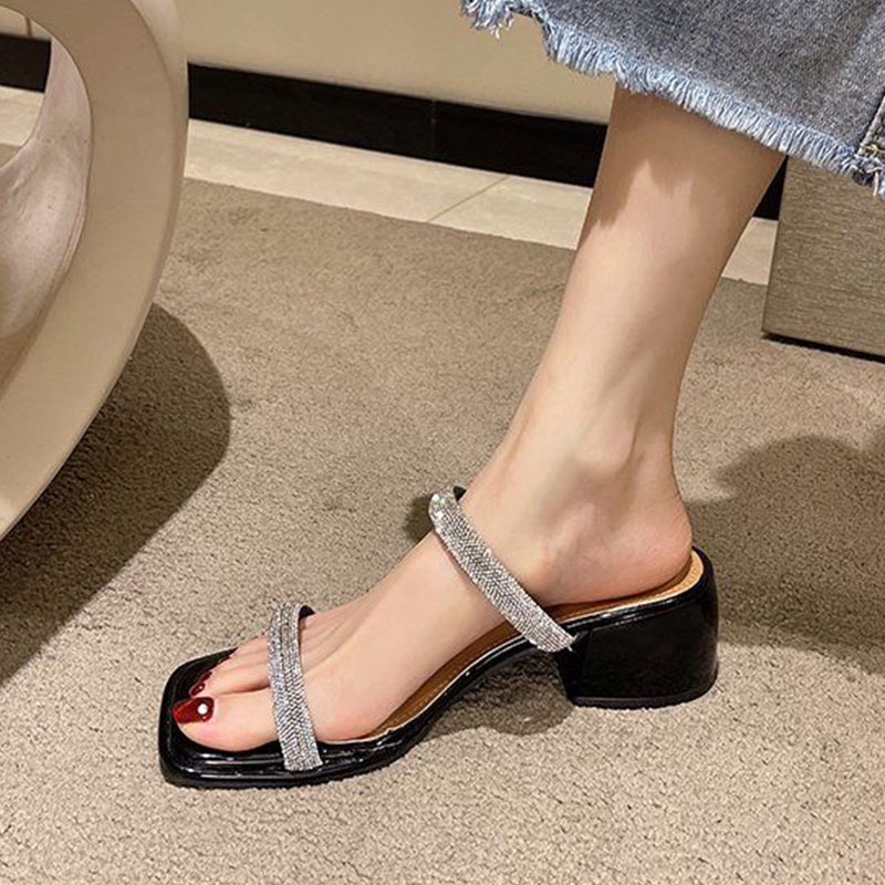 Xăng đan Cao Gót Hở Ngón Đính Đá Hình Ngôi Sao / Trái Tim Màu Bạc Thời Trang Cho Nữ