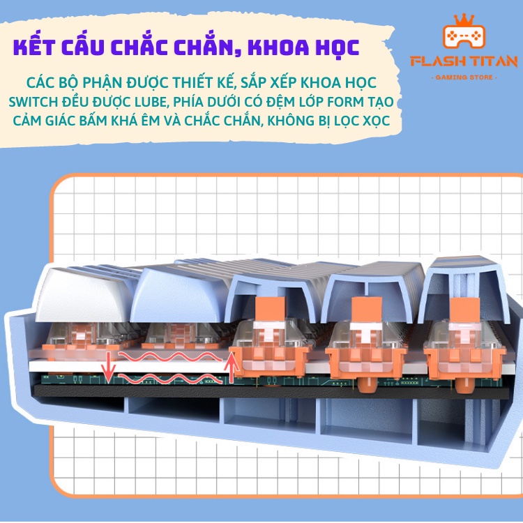 Bàn phím cơ không dây LANGTU GK85 GoldenSwitch có hotwaps 3 chế độ kết nối Pin Dùng liên tục 7 ngày bảo hành 12 tháng | BigBuy360 - bigbuy360.vn