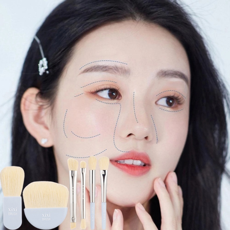 Set 6 Cọ Trang Điểm Mini Kèm Hộp Đựng Tiện Lợi Cho Nữ XIXI