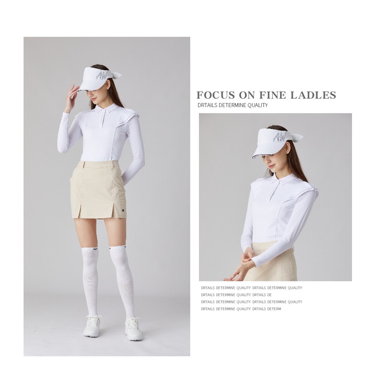 Bộ Trang Phục Đánh Golf Gồm Áo Thun Tay Dài Và Chân Váy Ngắn Vải Lụa Lạnh Chống Nắng Thời Trang Xuân Hè Cho Nữ W1J1