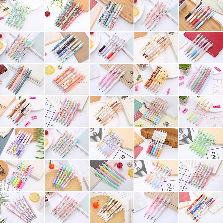 Set 6 Cây Bút Dạng Nhấn Họa Tiết Hoạt Hình ins Dành Cho Học Sinh