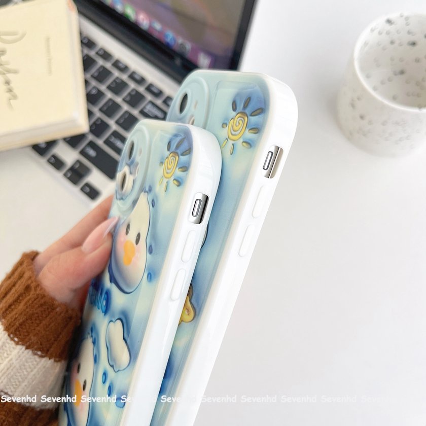 Ốp Điện Thoại Mềm Họa Tiết Chú Vịt 3D Dễ Thương Cho iPhone 14 13 12 11 Pro Max X XR Xs Max 8 7 6 6s Plus SE 2020