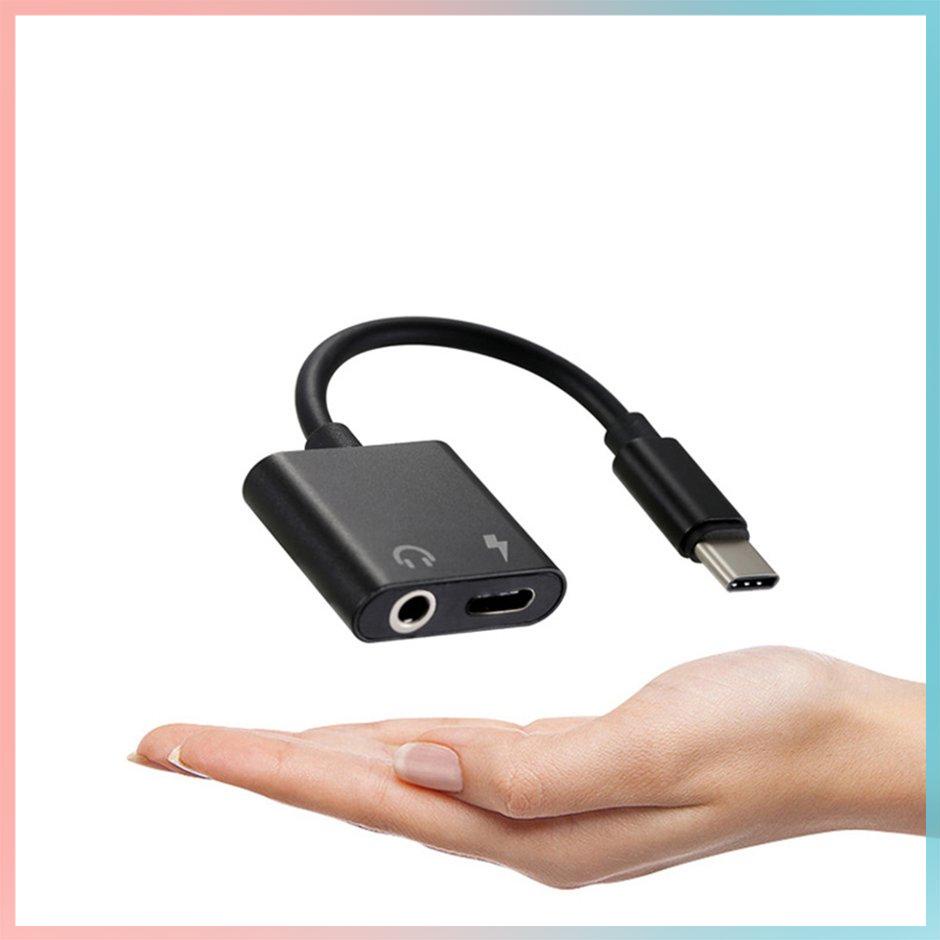【giao hàng hôm nay>>>USB C to Jack 3.5 Type C Cable Adapter 2-in-1 USB Type C 3.5mm Audio Earphone Converter Charging Cable Adapter