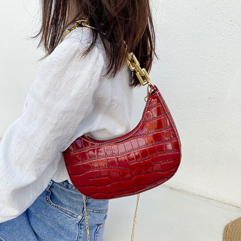 Mischa Túi đeo dưới cánh tay Da PU Màu Trơn Họa Tiết Vân Đá Phong Cách Hàn Quốc Thời Trang