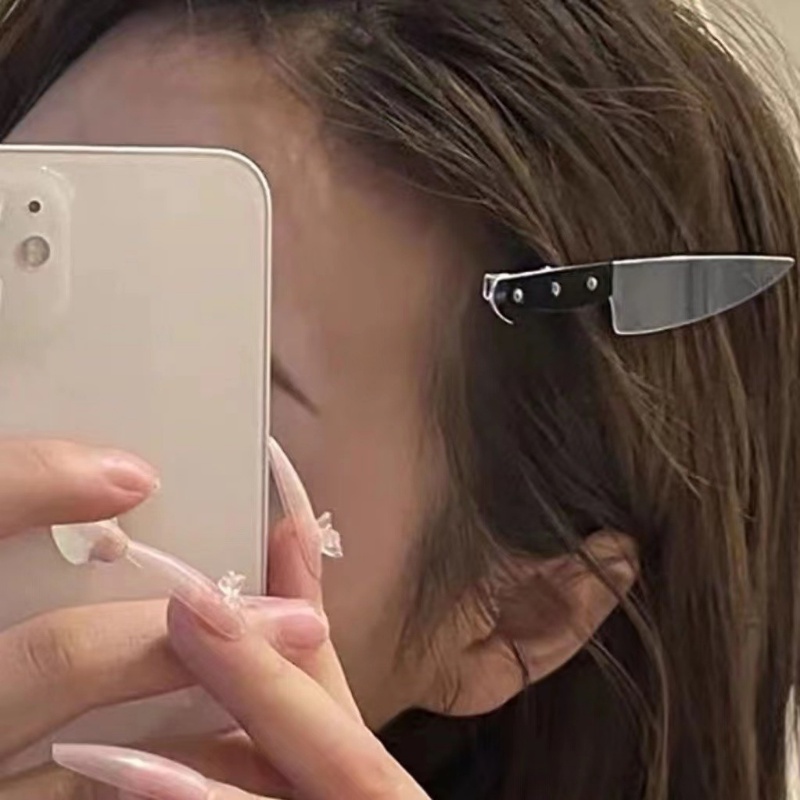 Simulation Dagger Knife Spoof Hairpin Fashion New Dark Sweet Cool Fun Hairpin Hot Girl Photo Personality Side Clip Hair Accessories Women