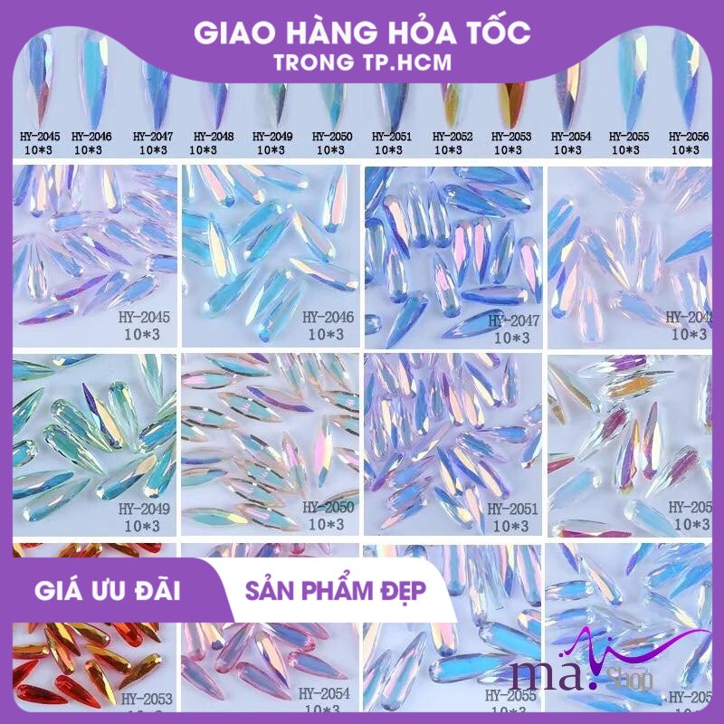 Hạt Đá Đính Nail Giọt Nước Dài Set 20 Cái