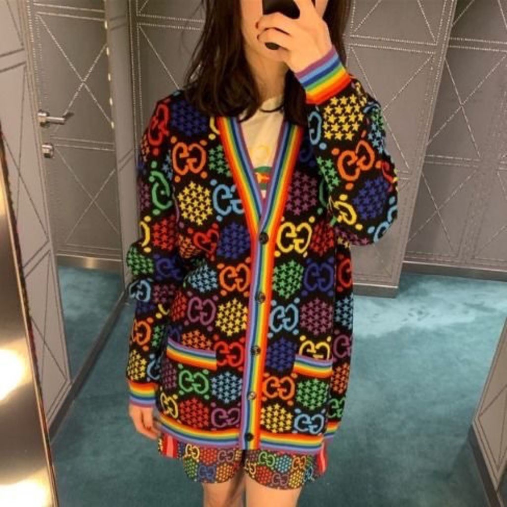 Hàng Có Sẵn!Gucci!Áo Khoác Cardigan Dệt Kim Dáng Rộng Cổ Chữ V Thiết Kế Mới Thời Trang