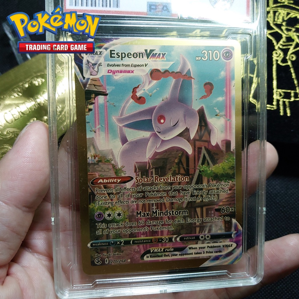 Thẻ bài pokemon hiếm nhôm mạ vàng Espeon 270 264 VMax mèo tím quý tộc Tặng kèm bảo vệ thẻ 1459 d24 64