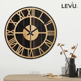 Đồng hồ treo tường cổ điển levudh12 số la mặt gỗ