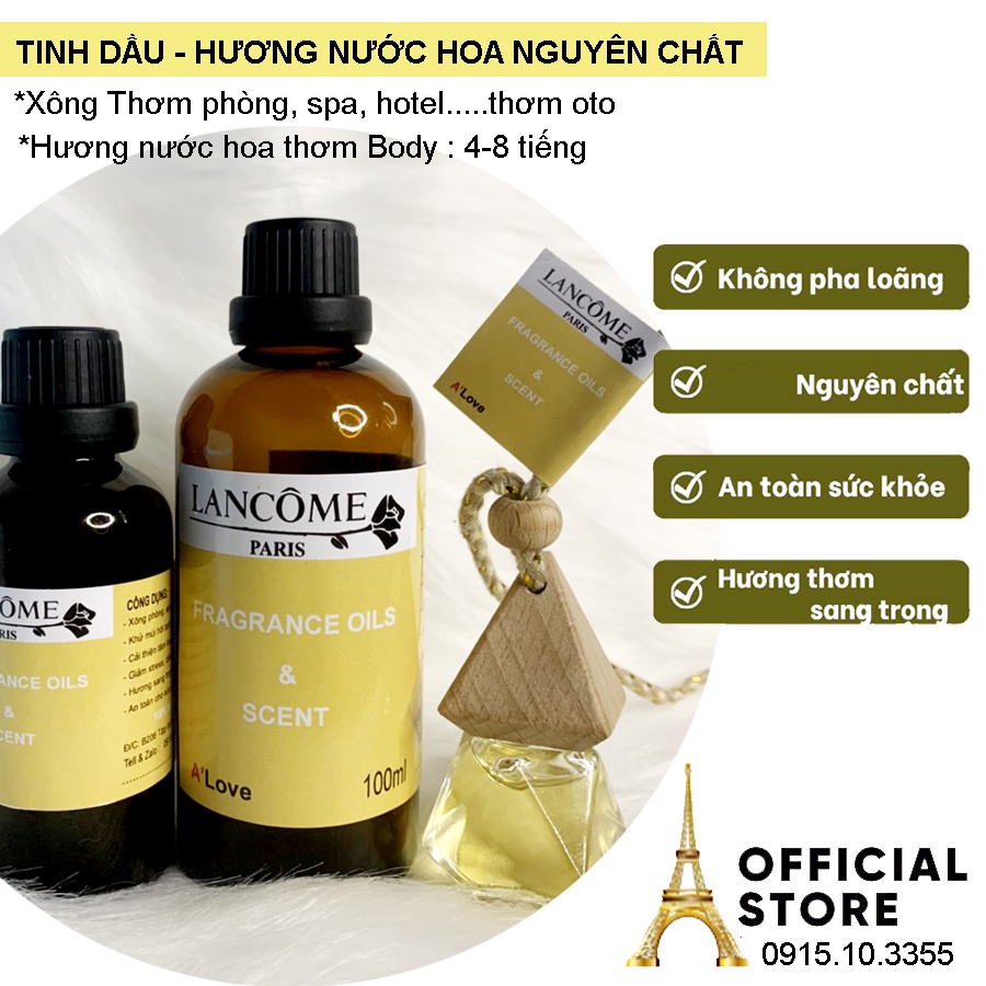 Tinh dầu nước hoa xông phòng Lancome - Levie: 30ml - 50ml, 100ml ( Tặng vỏ chai xịt nước hoa 10ml )