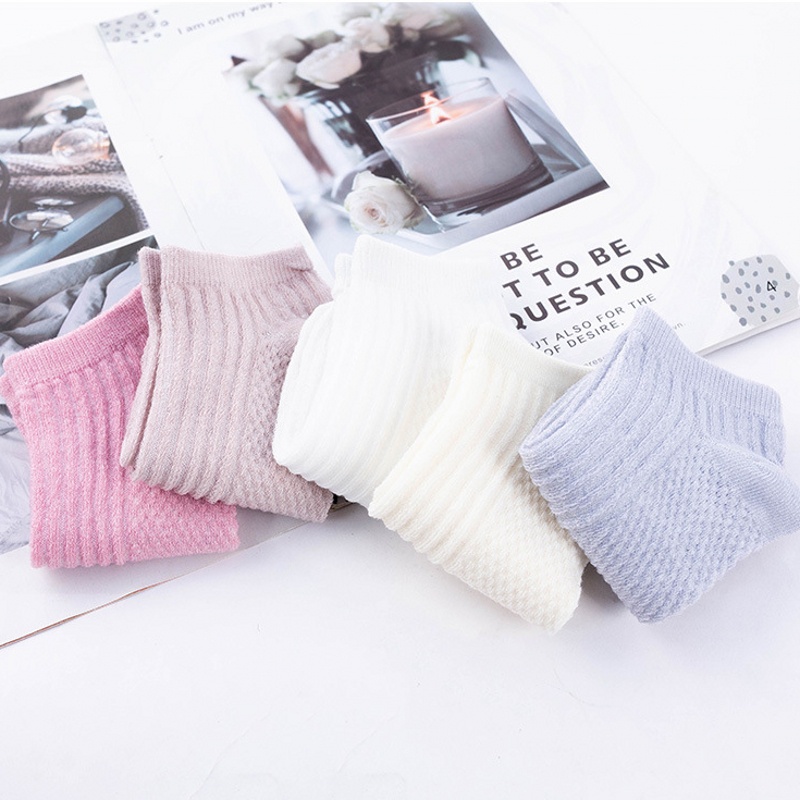 Set 5 Đôi Vớ Thuyền Bằng Cotton Mỏng Nhẹ Thoáng Khí Thoải Mái Chống Trượt Mềm Mại