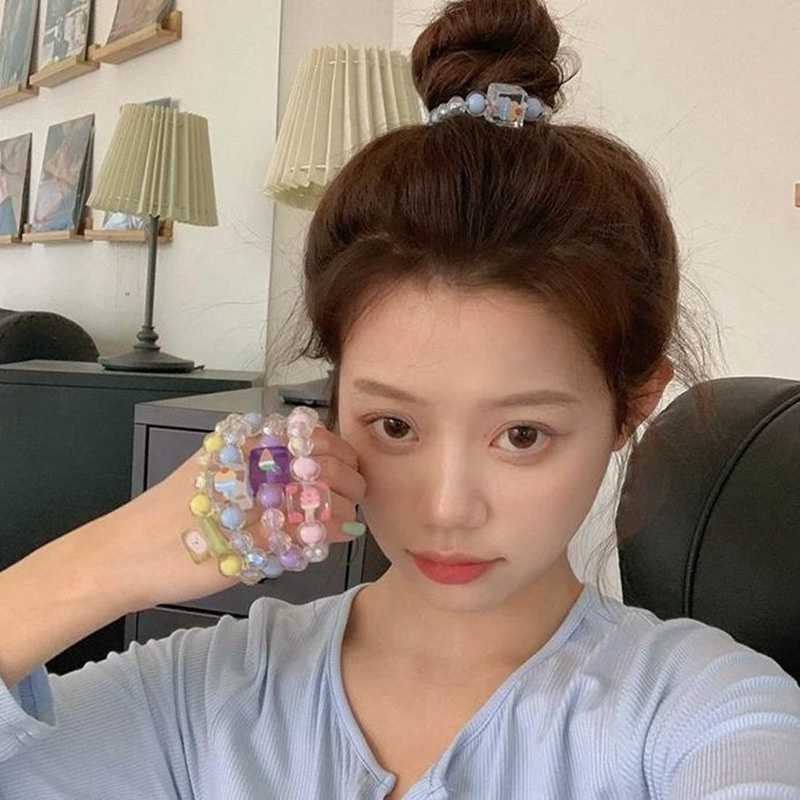 Dây Buộc Tóc Co Giãn Trong Suốt Hình Cây Kem Dễ Thương