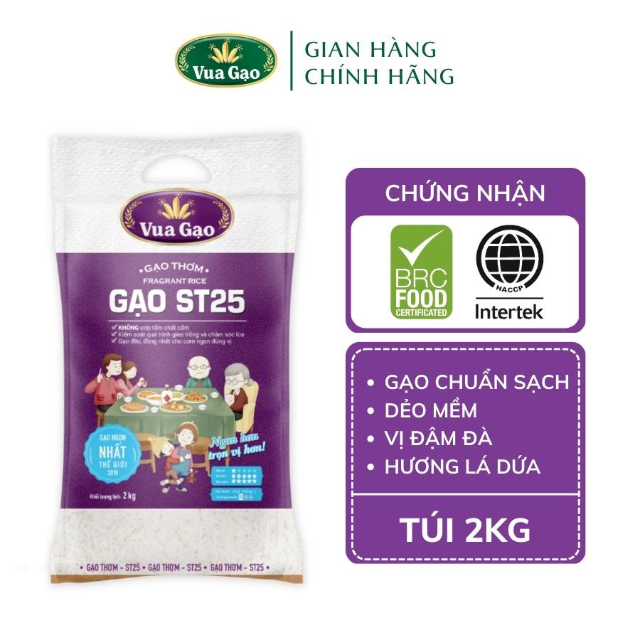 Gạo ST25 - Chính Hãng Vua Gạo - Túi 2kg (Cam Kết Date Mới)