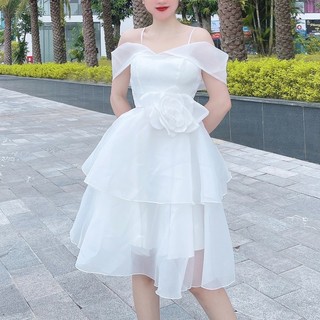 Váy công chúa 2 tầng eo đính hoa