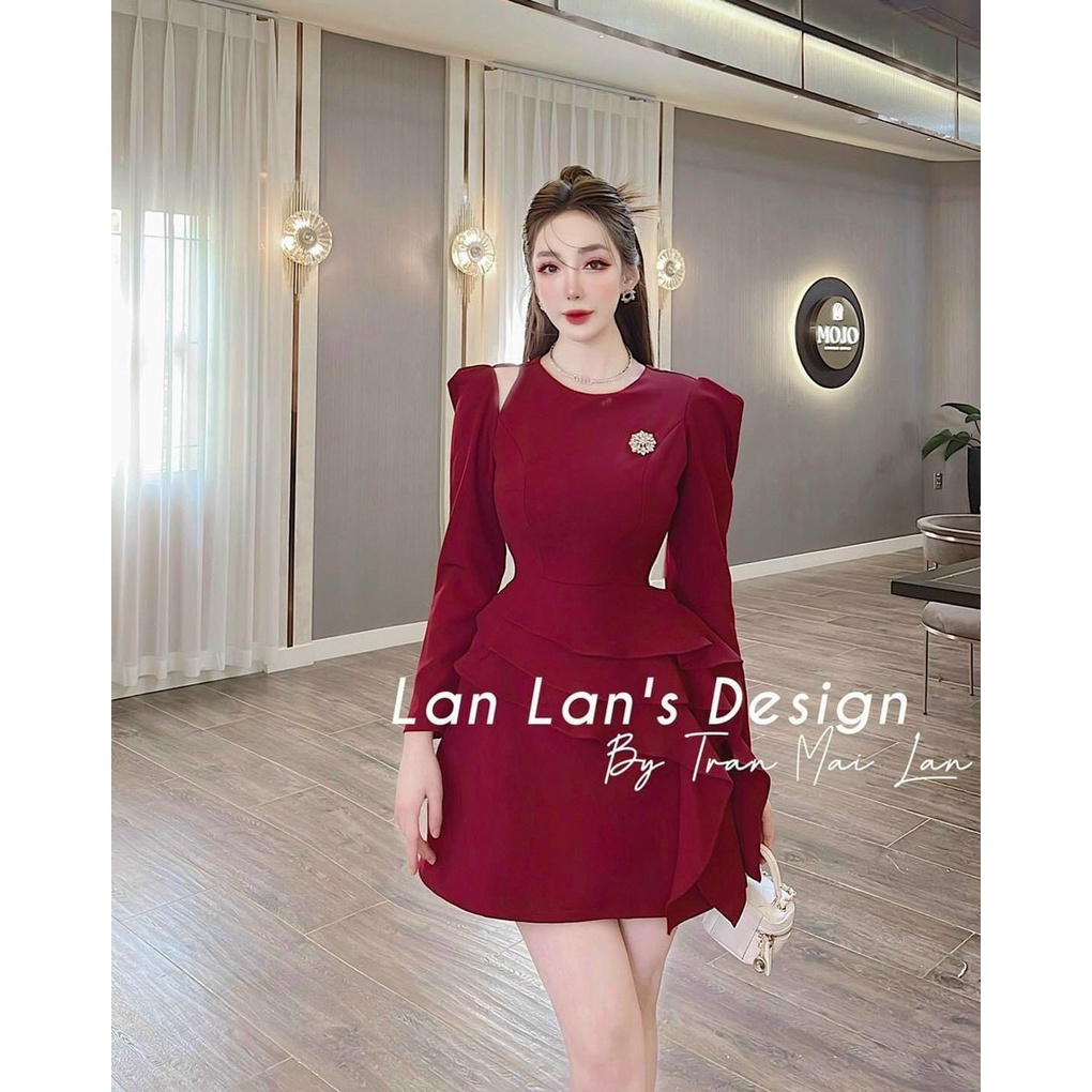 Đầm váy nữ khoét vai tay dài thiết kế thời trang nữ cao cấp