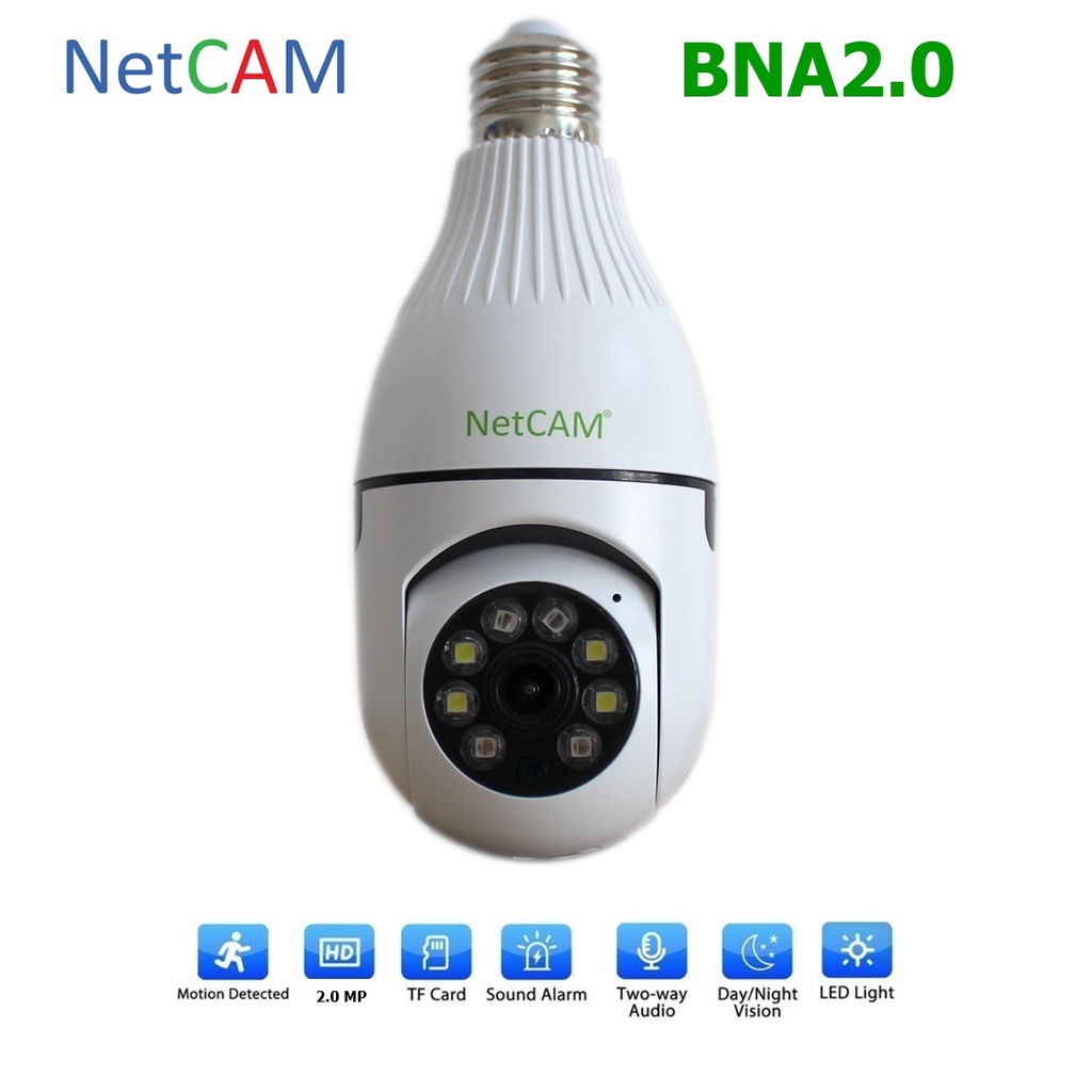 Camera IP WiFi Quay Quét 360 độ NetCAM BNA2.0, Độ phân giải 2.0MP, Theo dõi hoạt động trên App ICSEE