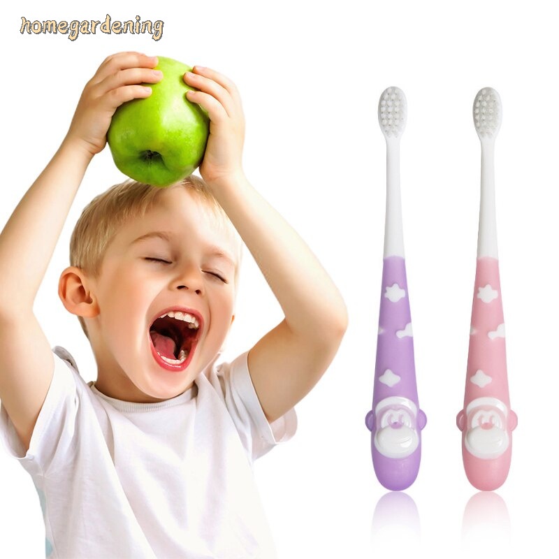 [Hàng mới về] Bàn chải đánh răng siêu mềm có tay cầm họa tiết hoạt hình xinh xắn dành cho bé